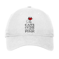 Cats And Wine Make Everything Fine   Cats And Wine Adjustable Cap | Artistshot