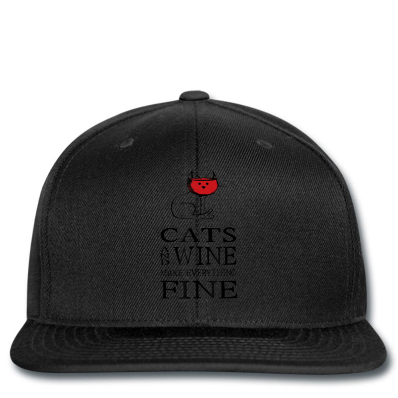 Cats And Wine Make Everything Fine   Cats And Wine Printed Hat | Artistshot