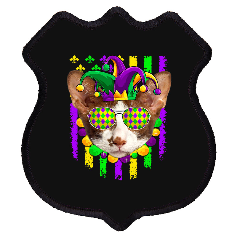 American Flag Mardi Gras Cute Oriental Cat Lover Shield Patch | Artistshot