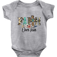 Leopard Faith Over Fear Cross Flowers Western Chri Baby Bodysuit | Artistshot