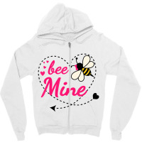 Bee Mine Pink Heart And Honey Bee Valentines Day T Zipper Hoodie | Artistshot