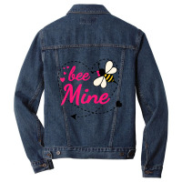 Bee Mine Pink Heart And Honey Bee Valentines Day T Men Denim Jacket | Artistshot