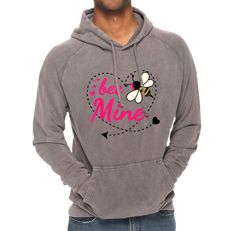 Bee Mine Pink Heart And Honey Bee Valentines Day T Vintage Hoodie | Artistshot