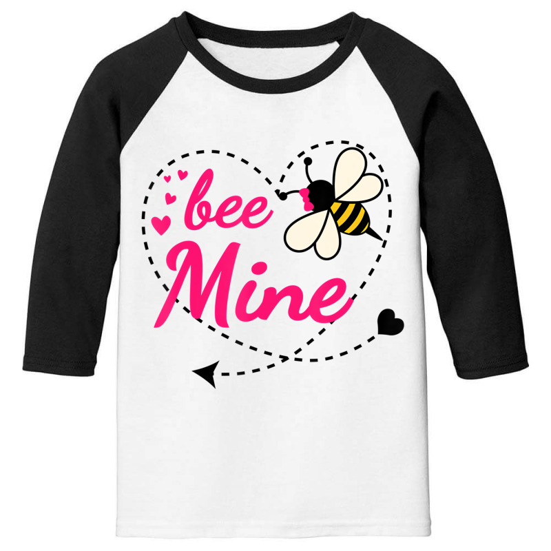 Bee Mine Pink Heart And Honey Bee Valentines Day T Youth 3/4 Sleeve | Artistshot