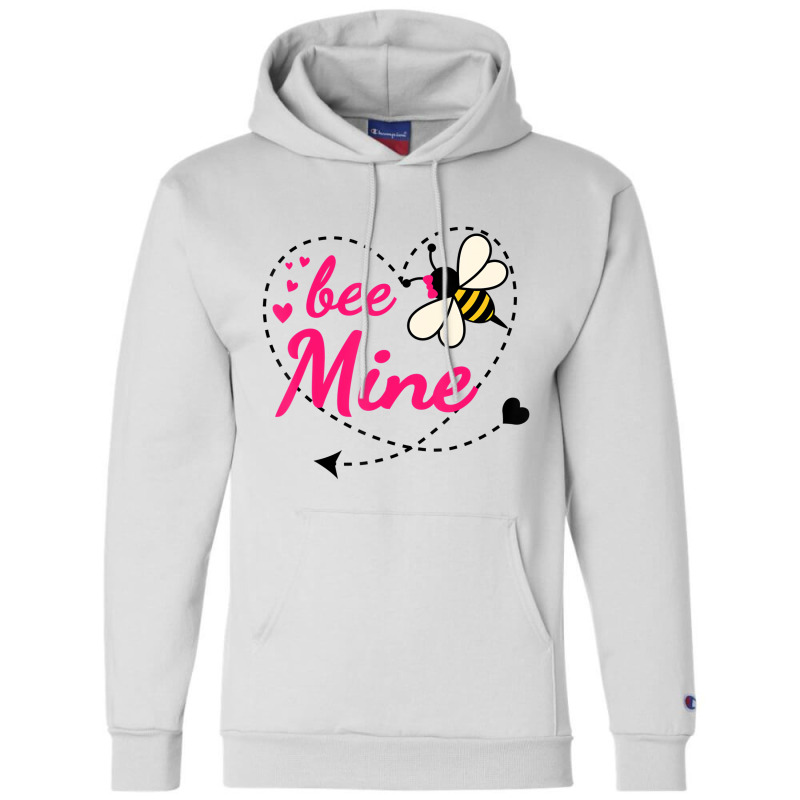 Bee Mine Pink Heart And Honey Bee Valentines Day T Champion Hoodie | Artistshot