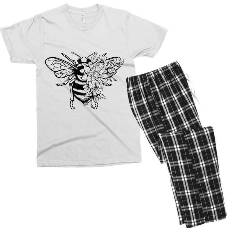 Bee With Flowers For Men Women Beekeeper Bees Love Men's T-shirt Pajama Set | Artistshot