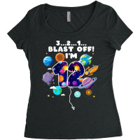 Outer Space Blast Off I'm 12 Space Theme 12th Birt Women's Triblend Scoop T-shirt | Artistshot