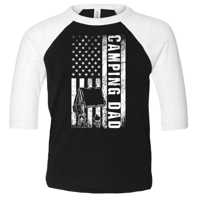 Camping Dad Usa Flag Camper Daddy Father's Day T S Toddler 3/4 Sleeve Tee by ervanm | Artistshot