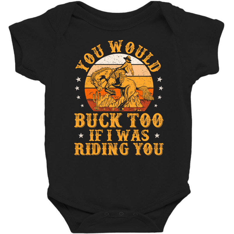 Funny Rodeo Bucking Bronco Horse Retro Bronc Rider Baby Bodysuit by validokel | Artistshot