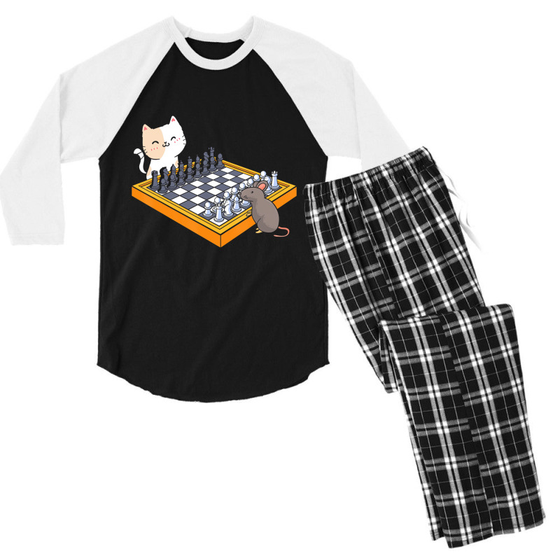 Cat Owner Chess Board Grandmaster Board Game Chess Men's 3/4 Sleeve Pajama Set | Artistshot