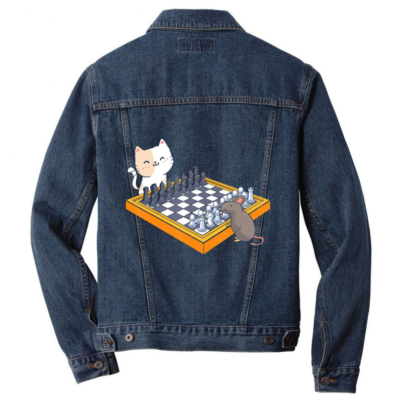 Cat Owner Chess Board Grandmaster Board Game Chess Men Denim Jacket | Artistshot