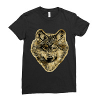 Smiling Wolf Head Lines Silhouette 2 Fan Fun Ladies Fitted T-shirt | Artistshot