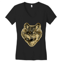 Smiling Wolf Head Lines Silhouette 2 Fan Fun Women's V-neck T-shirt | Artistshot