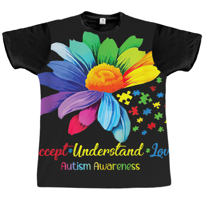 Floral Autism Awareness Daisy Sunflower For Mom Wo Graphic T-shirt | Artistshot