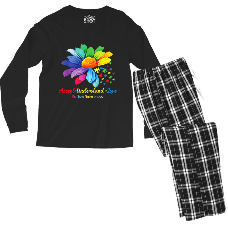 Floral Autism Awareness Daisy Sunflower For Mom Wo Men's Long Sleeve Pajama Set | Artistshot