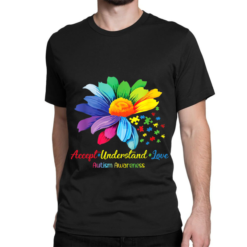 Floral Autism Awareness Daisy Sunflower For Mom Wo Classic T-shirt | Artistshot