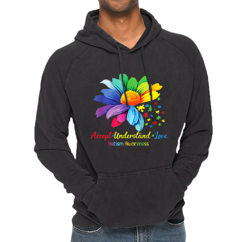 Floral Autism Awareness Daisy Sunflower For Mom Wo Vintage Hoodie | Artistshot