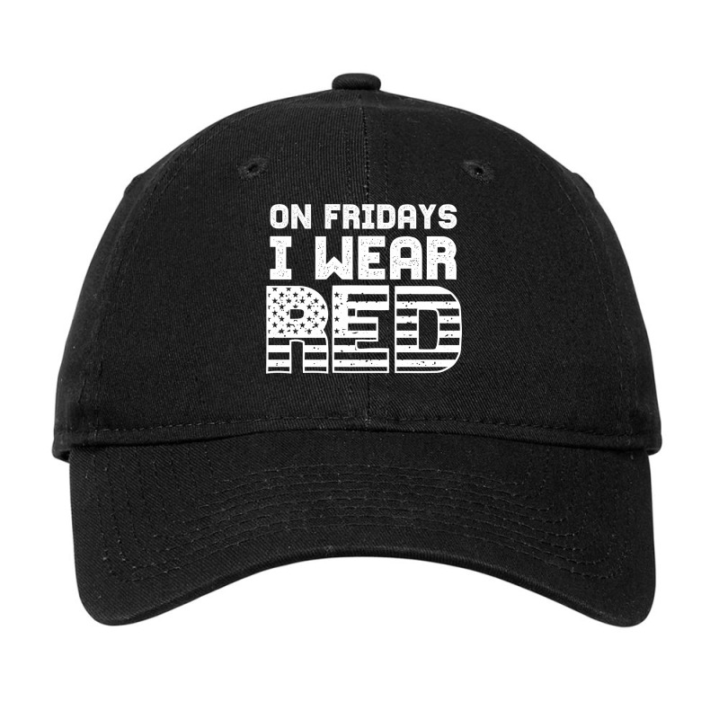 On Fridays I Wear Red Friday American Flag Deployed Solders Supporter Adjustable Cap | Artistshot