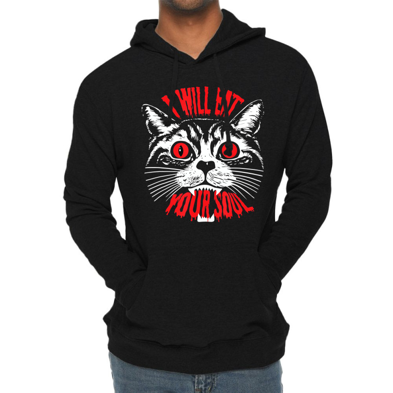 I Will Eat Your Soul Satanic Cat Spooky Gift For H Lightweight Hoodie | Artistshot