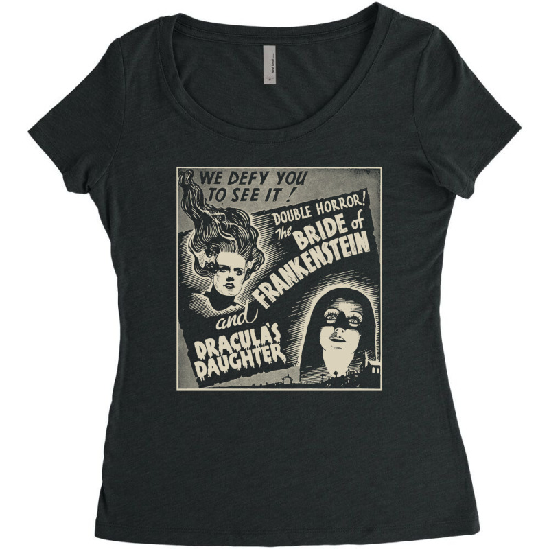 Halloween Monster Poster Horror Movie Dracula Frankenstein Women's Triblend Scoop T-shirt by Yuh2105 | Artistshot