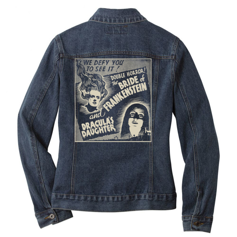 Halloween Monster Poster Horror Movie Dracula Frankenstein Ladies Denim Jacket by Yuh2105 | Artistshot