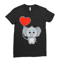 Elephant Heart Balloon Valentines Day Cute Animal Ladies Fitted T-shirt | Artistshot