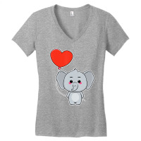 Elephant Heart Balloon Valentines Day Cute Animal Women's V-neck T-shirt | Artistshot