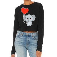 Elephant Heart Balloon Valentines Day Cute Animal Cropped Sweater | Artistshot