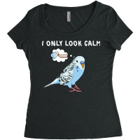 Parakeet Bird Biting Finger Funny I Only Look Calm Women's Triblend Scoop T-shirt | Artistshot