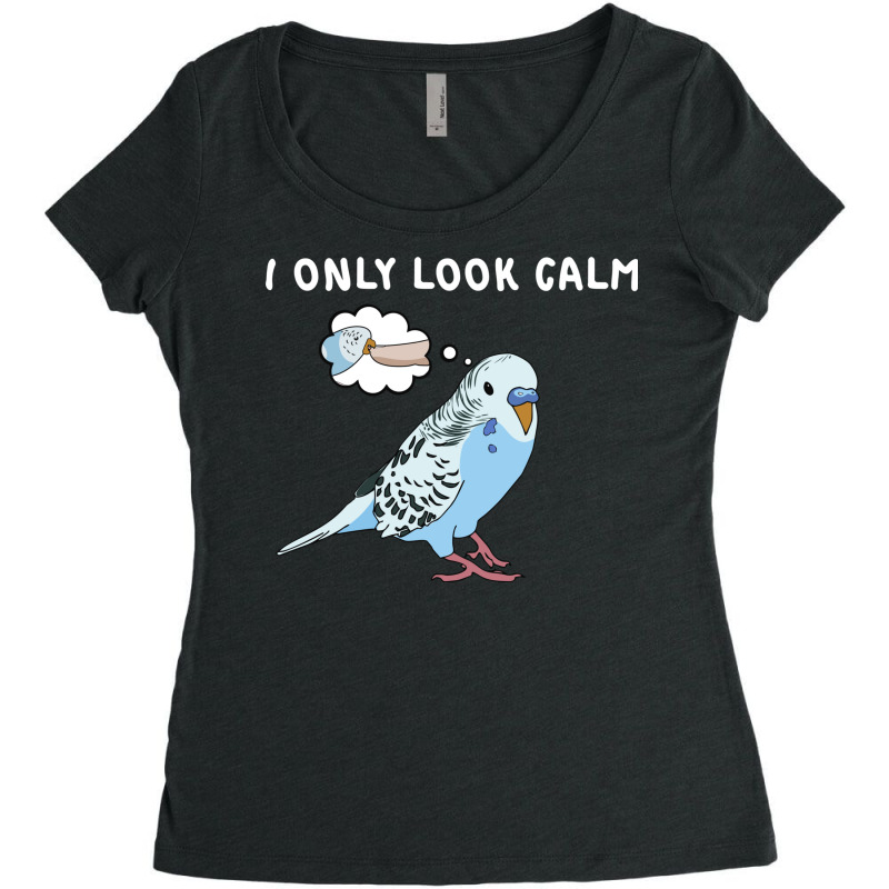 Parakeet Bird Biting Finger Funny I Only Look Calm Women's Triblend Scoop T-shirt by EdahArt | Artistshot