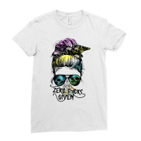 Zero Fucks Given Skull Middle Finger Messy Bun Hal Ladies Fitted T-shirt | Artistshot