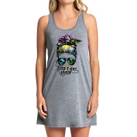 Zero Fucks Given Skull Middle Finger Messy Bun Hal Tank Dress | Artistshot