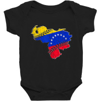 Venezuela Flag Baseball Laces Country Map Outline Baby Bodysuit | Artistshot