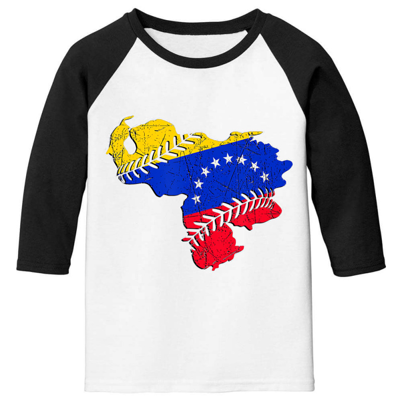 Venezuela Flag Baseball Laces Country Map Outline Youth 3/4 Sleeve | Artistshot