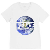 World Peace Support Earth Peace Day Lover Graphic V-neck Tee | Artistshot