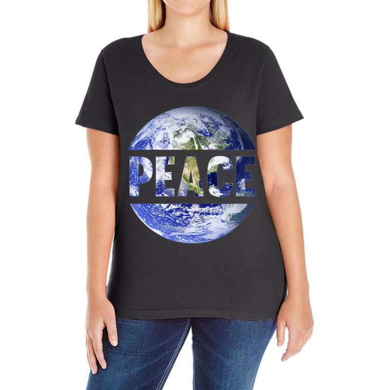 World Peace Support Earth Peace Day Lover Graphic Ladies Curvy T-Shirt by voutsro | Artistshot