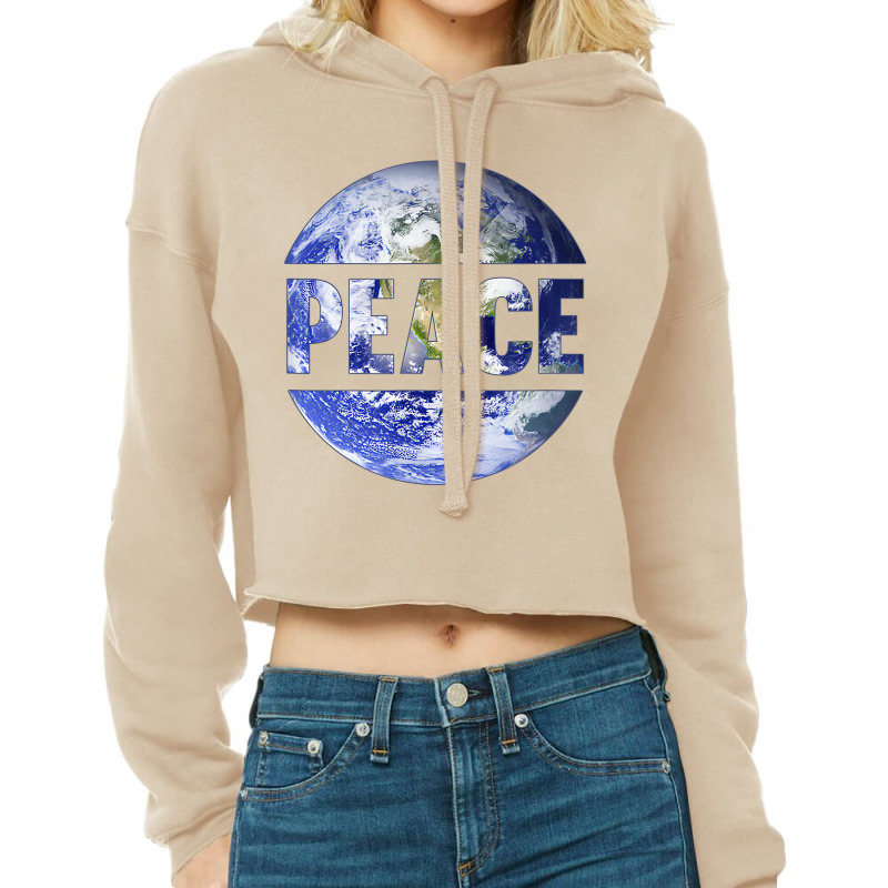 World Peace Support Earth Peace Day Lover Graphic Cropped Hoodie by voutsro | Artistshot