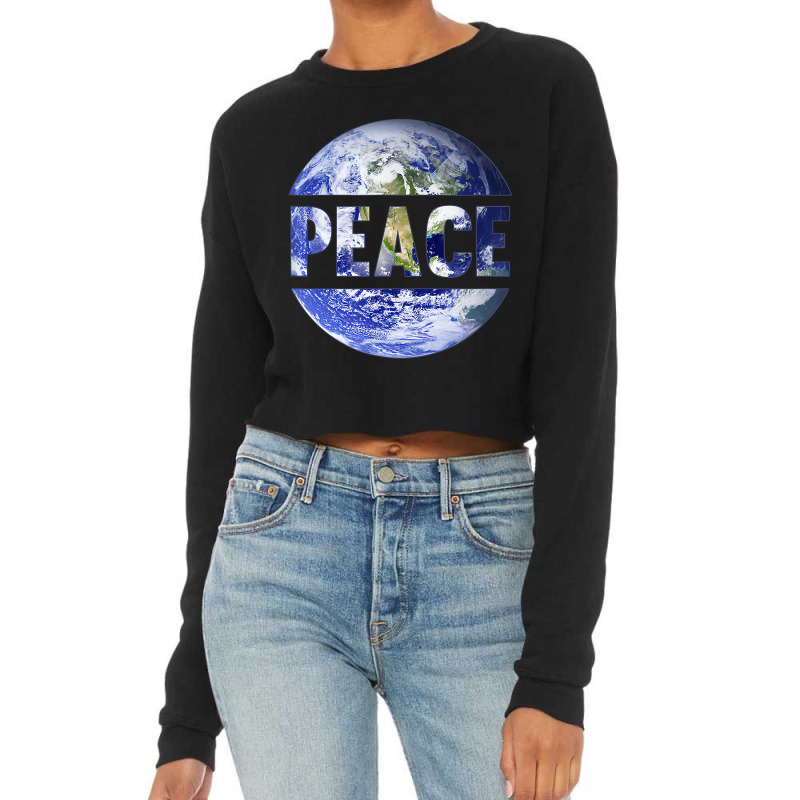 World Peace Support Earth Peace Day Lover Graphic Cropped Sweater by voutsro | Artistshot