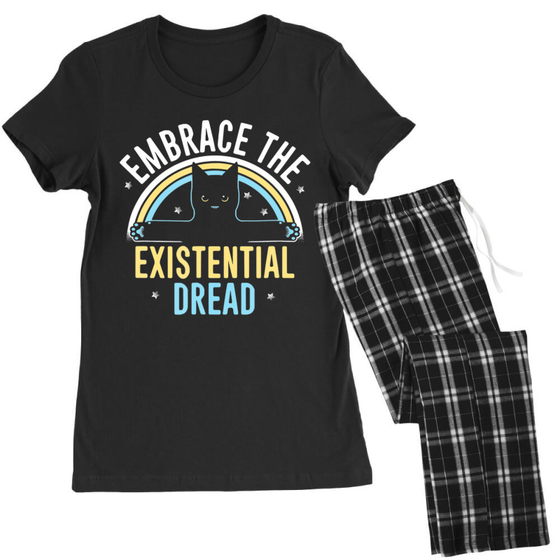 Embrace He Existential Dread Funny Novelty Cat Lov Women's Pajamas Set by lavinia | Artistshot