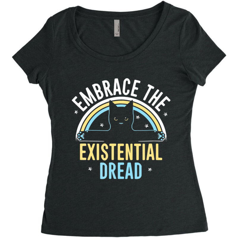 Embrace He Existential Dread Funny Novelty Cat Lov Women's Triblend Scoop T-shirt by lavinia | Artistshot