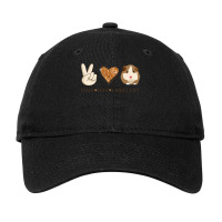 Peace Love Guinea Pigs Lover Peace Sign Hand And Cute Heart Design Adjustable Cap | Artistshot