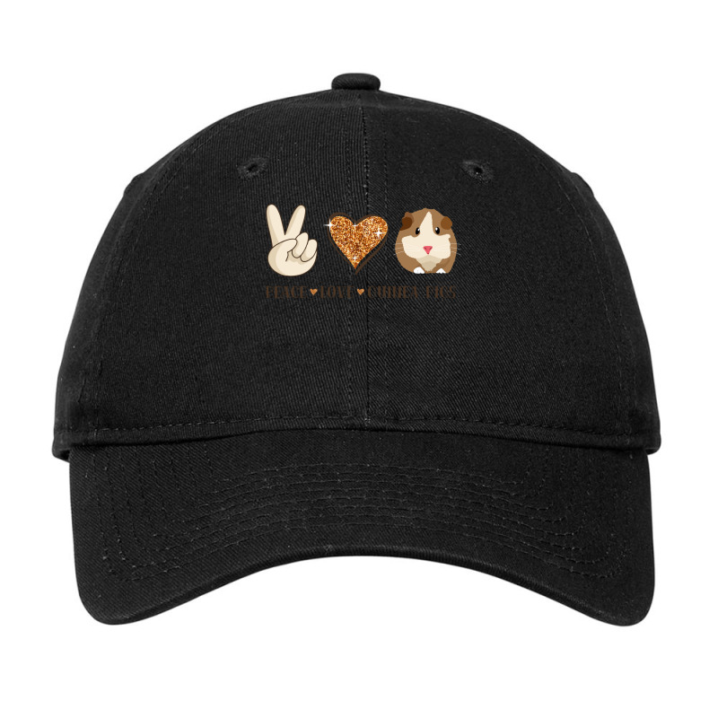 Peace Love Guinea Pigs Lover Peace Sign Hand And Cute Heart Design Adjustable Cap | Artistshot