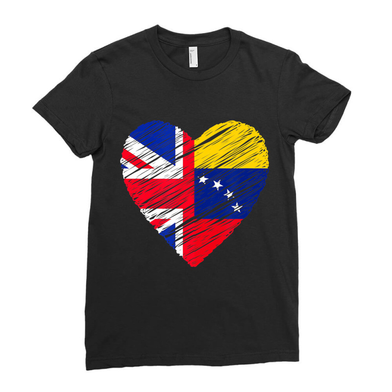 Venezuela Great Britain Heart Uk Flag Venezuelan F Ladies Fitted T-Shirt by hausch | Artistshot