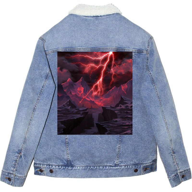 Lightning Bolt Unisex Sherpa-Lined Denim Jacket by fettekolatz | Artistshot