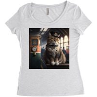 Cat In Station Women's Triblend Scoop T-shirt | Artistshot