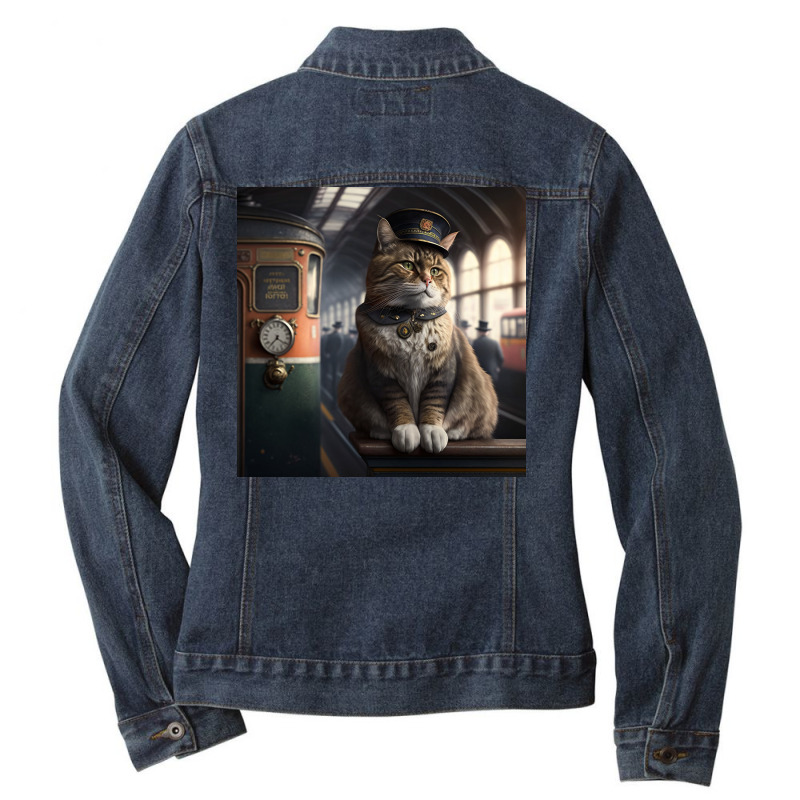 Cat In Station Ladies Denim Jacket by EmporiumofGood | Artistshot