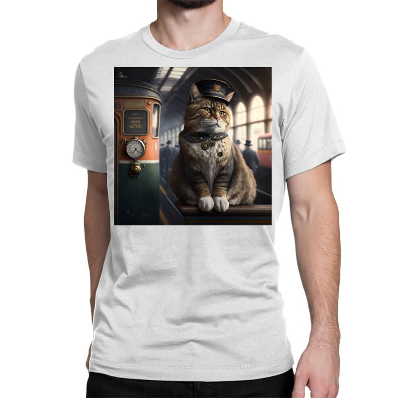 Cat In Station Classic T-shirt by EmporiumofGood | Artistshot