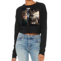 Cat In Station Cropped Sweater | Artistshot