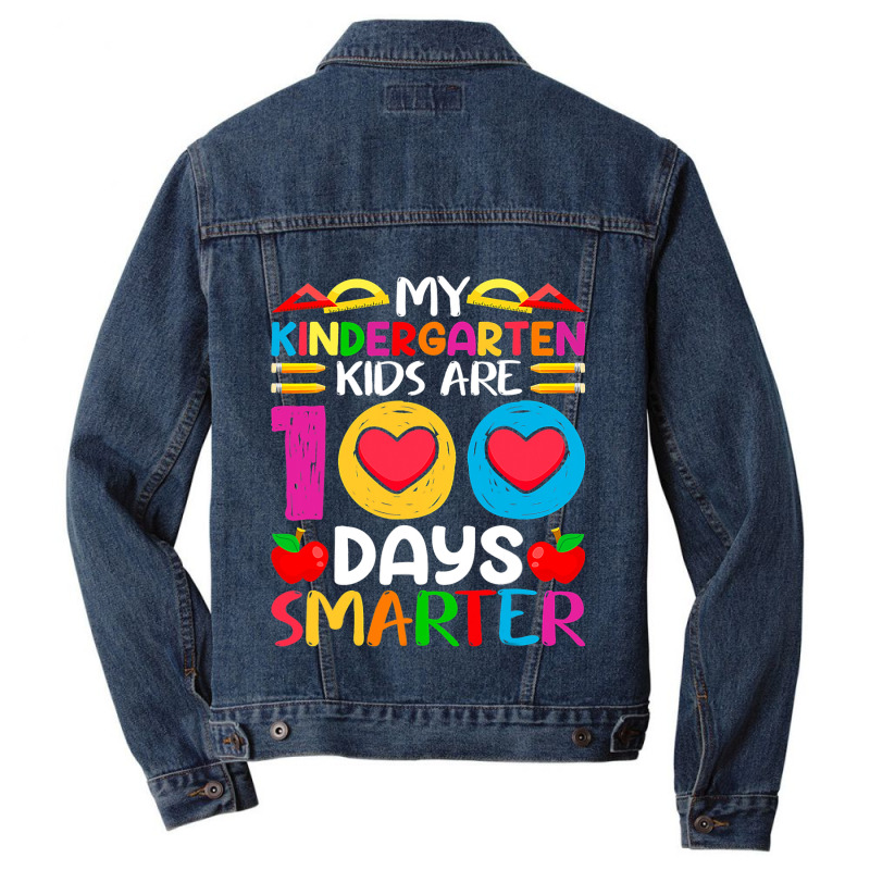 Funny 100 Days Of School And Still Poppin Kinderga Men Denim Jacket | Artistshot