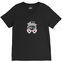 South Korea Football Messy Bun V-neck Tee | Artistshot